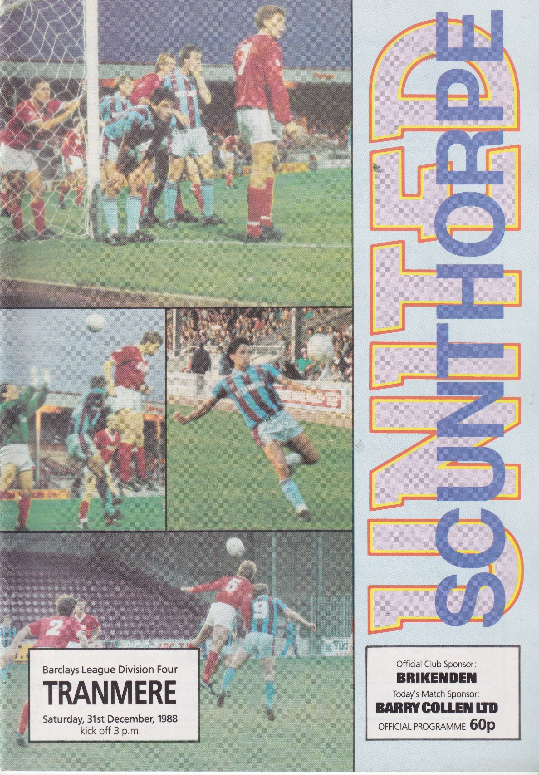 Scunthorpe United v Tranmere Rovers match programme